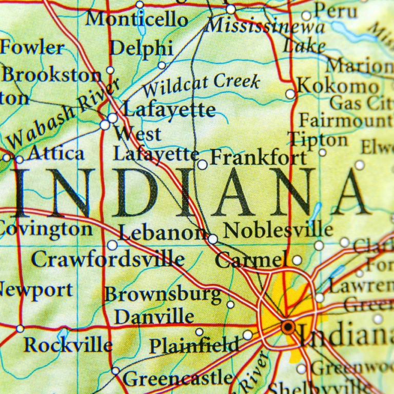 Indiana on a map. Indiana spray foam roofing page. .